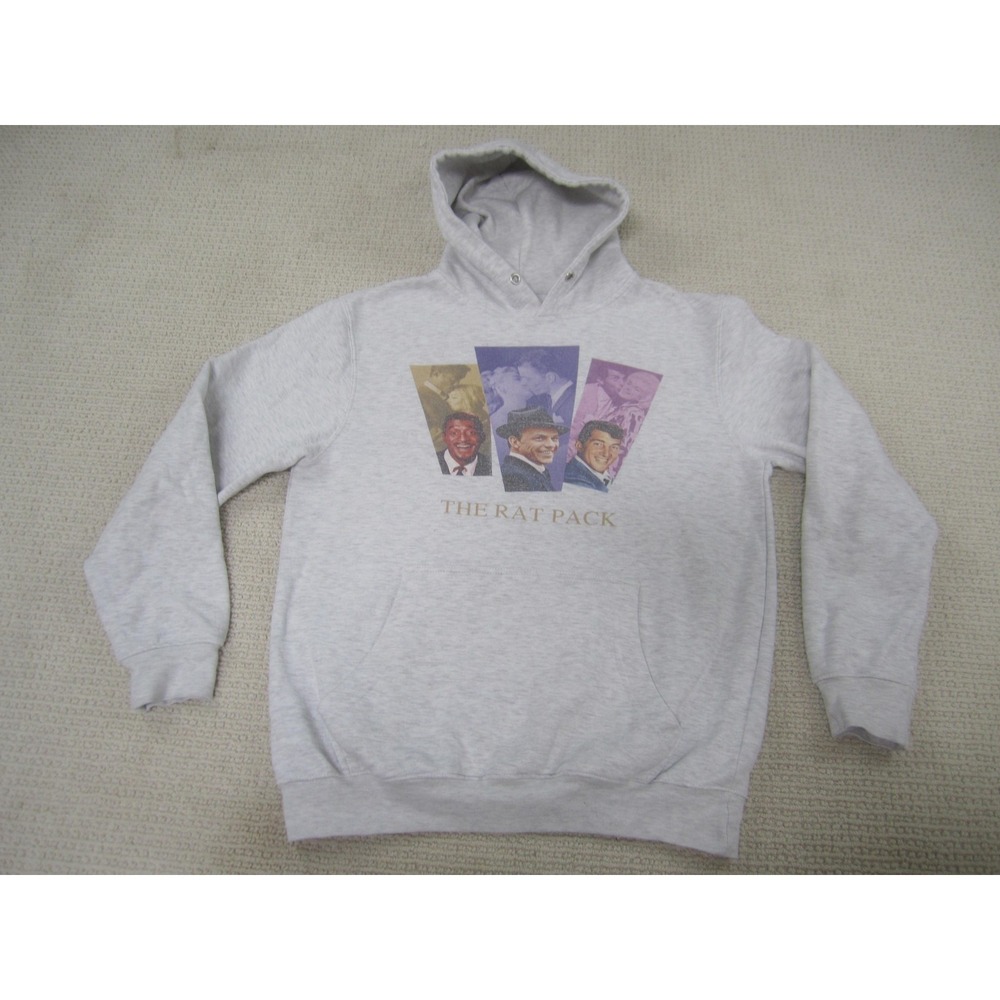 The Rat Pack Sweatshirt Hoodie‎ Mens Large Heather Gray Graphic Fleece Pullover